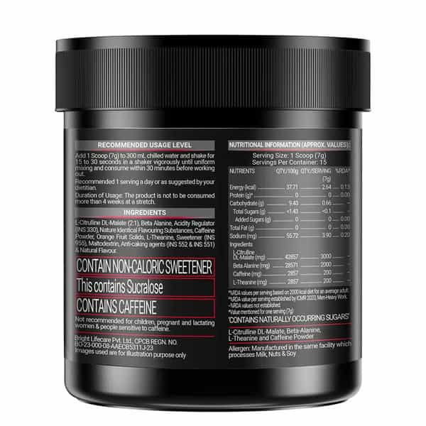 Muscleblaze Pre Workout 200 Xtreme (Strawberry Watermelon Ice | 15 Servings | 105G)