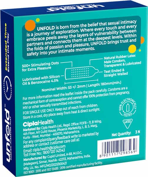 Unfold Extended Time Box Of 3 Condoms