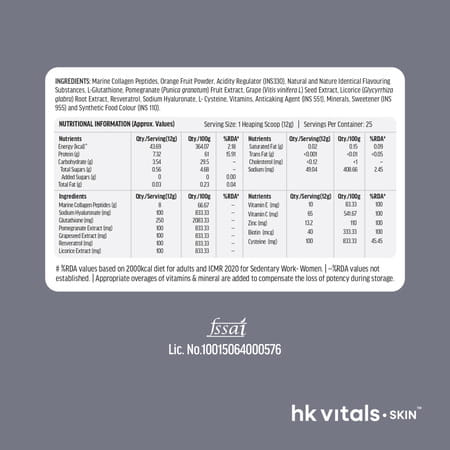 Hk Vitals Skin Radiance Pro Marine Collagen Supplement Powder (Orange | 300g)