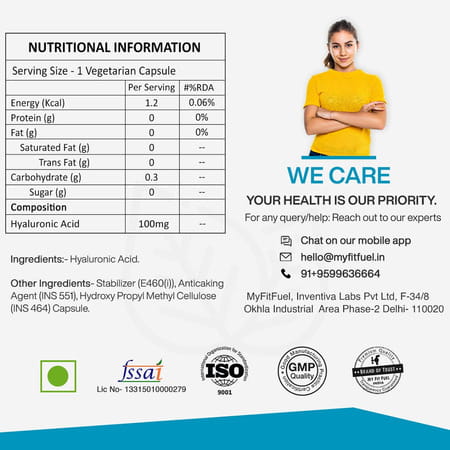 Myfitfuel Hyaluronic Acid | (100 Mg) | 90 Capsules