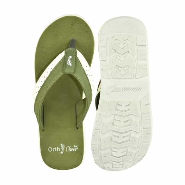 Ortho Cheer Men's Orthopedic & Diabetic Friendly Casual Slippers | Olive Green | Size 10 -1 Pair
