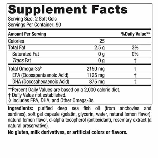 Nordic Naturals Ultimate Omega 2X 2150 Mg Omega 3 Fish Oil + Epa And Dha For Men & Women 180Softgels