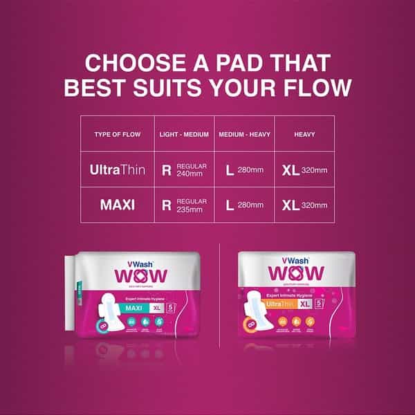 Vwash Wow Ultra Thin Size Xl Sanitary Pads Pack Of 16