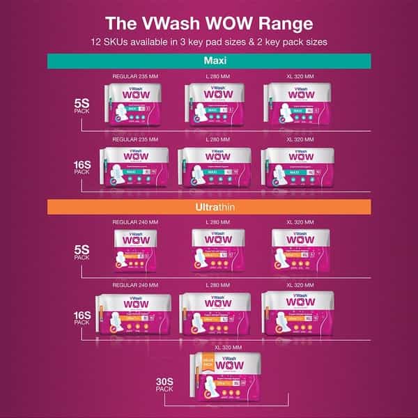 Vwash Wow Ultra Thin Size Xl Sanitary Pads Pack Of 16