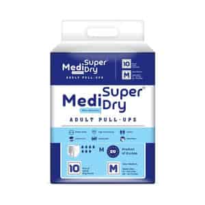 Medisuperdry Adult Diaper Pants (m) | Pull-ups | Elastic Waist Size 71-110 Cm | 10 Piece