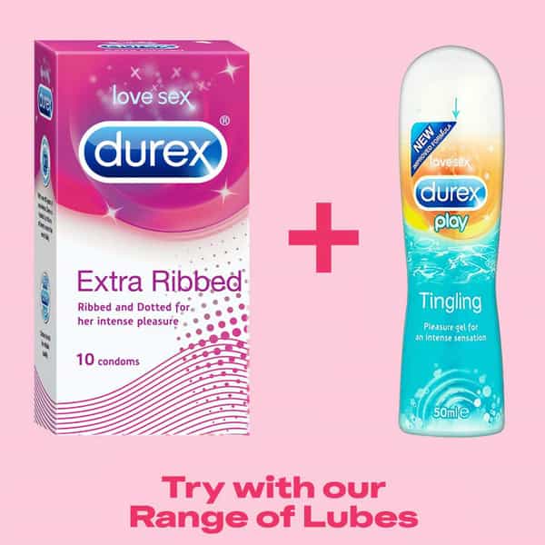 Durex Extra Ribbed Condoms For Men - 10 Count (Pack Of 2)