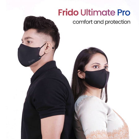 Frido Ultimate Pro Copper Treated Mask|Nose Clip|Ear Loop|Washable|Imported|Large Size (Pack Of 2)