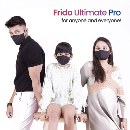 Frido Ultimate Pro Copper Treated Mask|Nose Clip|Ear Loop|Washable|Imported|Large Size (Pack Of 2)