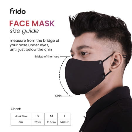 Frido Ultimate Pro Copper Treated Mask|Nose Clip|Ear Loop|Washable|Imported|Large Size (Pack Of 2)
