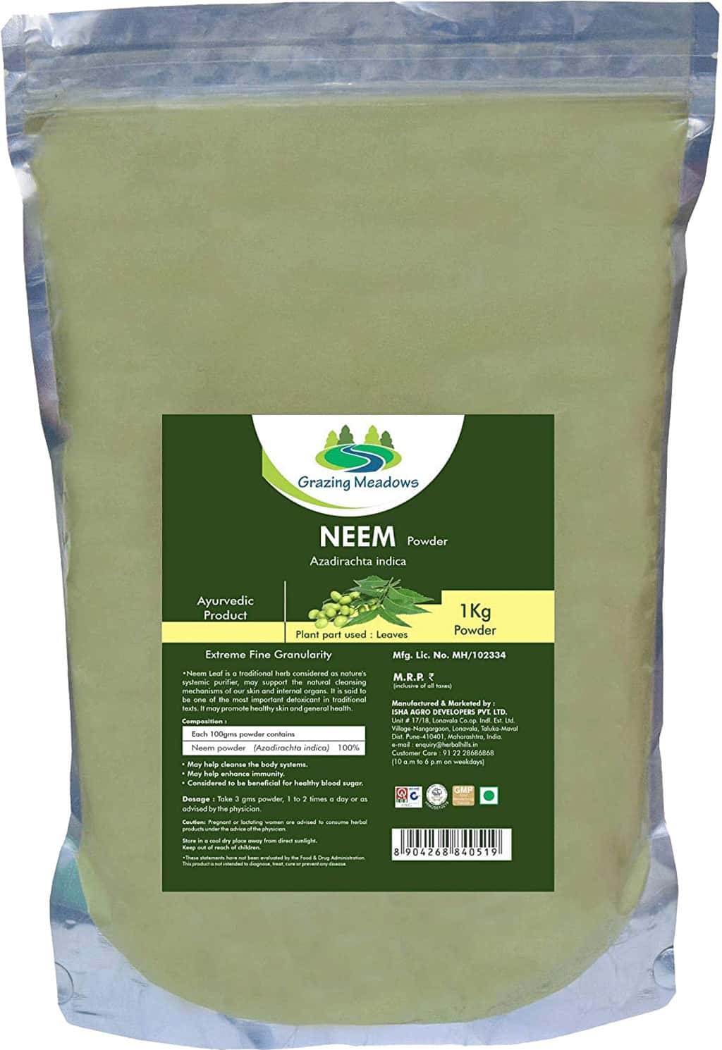 Grazing Meadows Neem Patra Powder - 1 Kg (Pack Of 4)