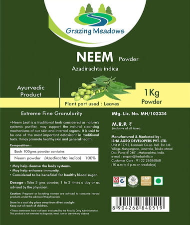 Grazing Meadows Neem Patra Powder - 1 Kg (Pack Of 4)