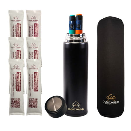 Outer Woods Insulin Cooler Bottle Case With 6 Mini Ice Gel Packs | 20+ Hrs Cooling | Small - Black