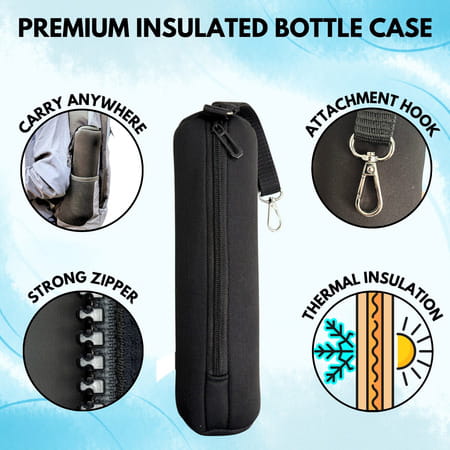 Outer Woods Insulin Cooler Bottle Case With 6 Mini Ice Gel Packs | 20+ Hrs Cooling | Small - Black