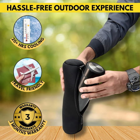 Outer Woods Insulin Cooler Bottle Case With 6 Mini Ice Gel Packs | 20+ Hrs Cooling | Small - Black
