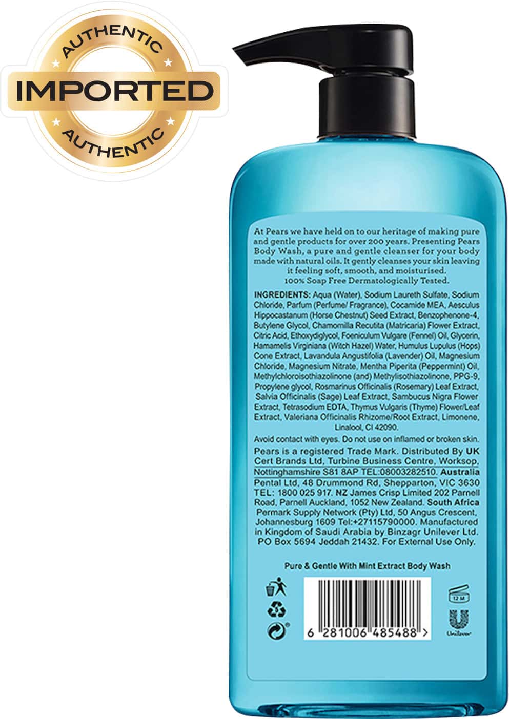 Buy PEARS PURE & GENTLE MINT EXTRACT BODY WASH WITH GLYCERIN,100 SOAP