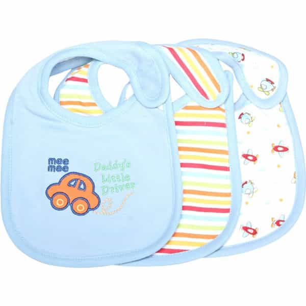 Meemee Baby Absorbent Weaning Bibs (Blue)