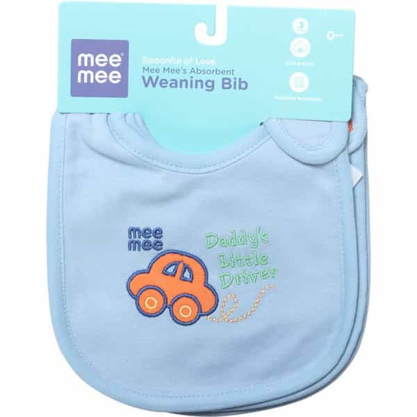 Meemee Baby Absorbent Weaning Bibs (Blue)