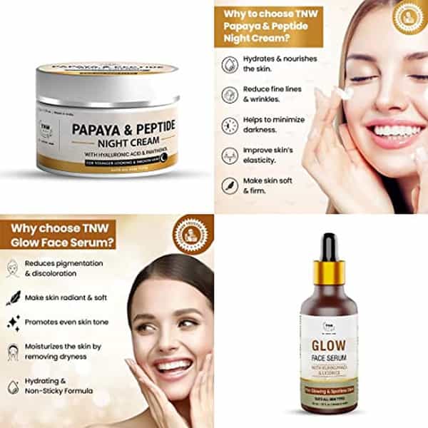 Tnw The Natural Wash Combo With Papaya & Peptide Night Cream & Glow Face Serum