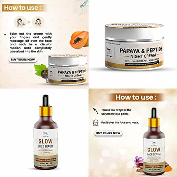 Tnw The Natural Wash Combo With Papaya & Peptide Night Cream & Glow Face Serum