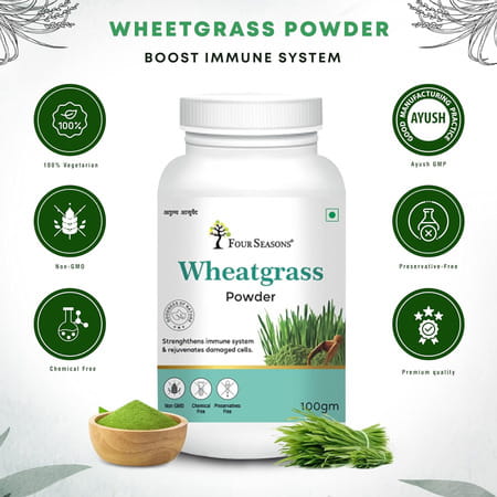Four Seasons Wheatgrass Powder 100g| Boost Immunity & Energy, Detox | Healthy Metabolism (Pack Of 2)