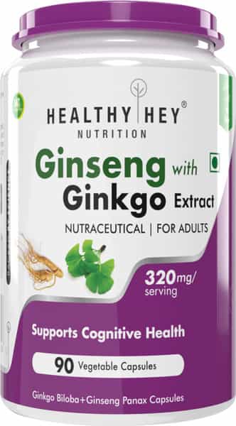 Healthyhey Ginseng + Ginkgo Biloba - 90 Veg Capsules