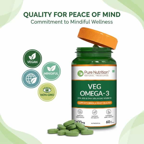 Pure Nutrition Vegan Omega - Epa + Dha Plant-Based Omega - 60 Veg Capsules