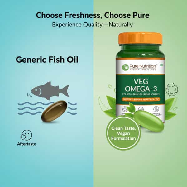 Pure Nutrition Vegan Omega - Epa + Dha Plant-Based Omega - 60 Veg Capsules