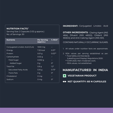 Nutrabay Pro Cla (Conjugated Linoleic Acid) - 1000mg - 60 Capsules