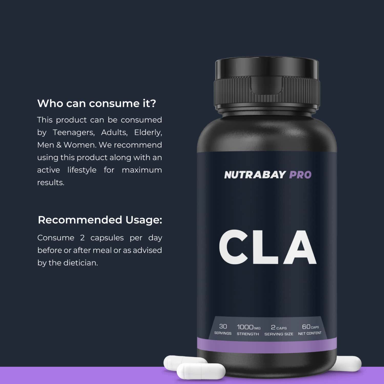 Buy NUTRABAY PRO CLA (CONJUGATED LINOLEIC ACID) 1000MG 60 CAPSULES