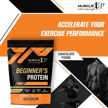 Musclexp Beginner's Protein Chocolate Fudge 1Kg Pouch (2.2 Lb)