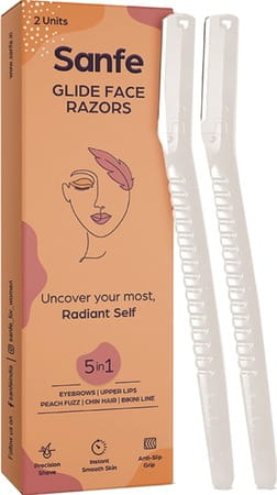 Sanfe Glide Face Razor For Painfree Facial Hair Removal (2 Units)- Upper Lips Chin Peach Fuzz