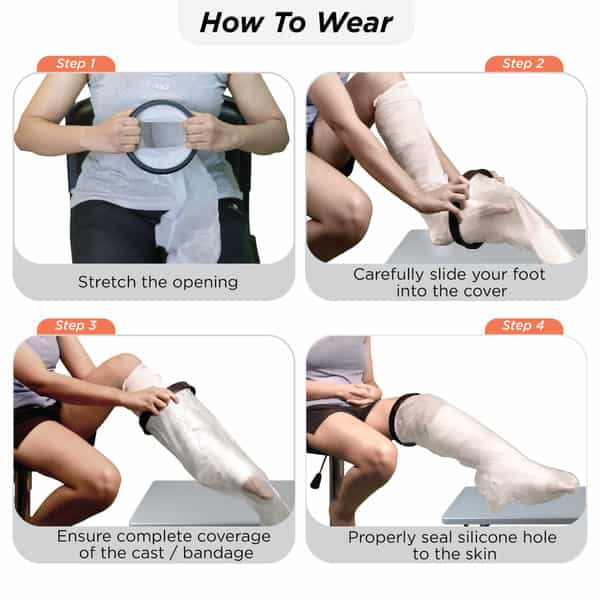 Vissco Cast Cover (Upto Thigh) - Protects Bandage From Water Exposure During Bath & Shower (Grey)