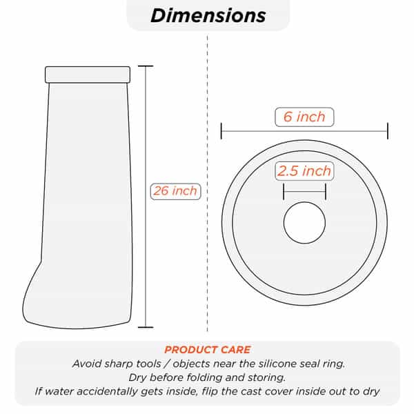 Vissco Cast Cover (Upto Thigh) - Protects Bandage From Water Exposure During Bath & Shower (Grey)