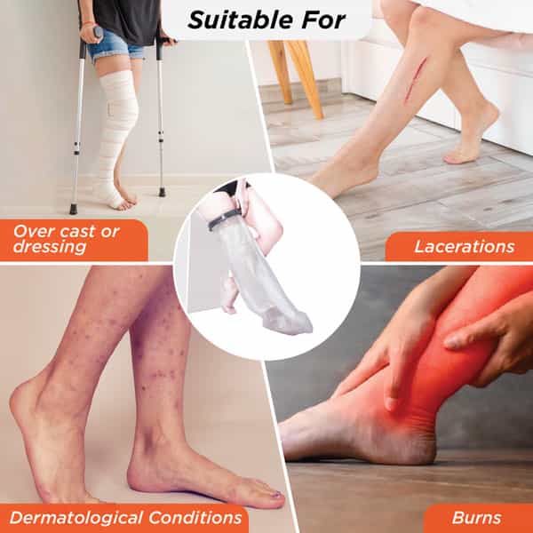 Vissco Cast Cover (Upto Thigh) - Protects Bandage From Water Exposure During Bath & Shower (Grey)