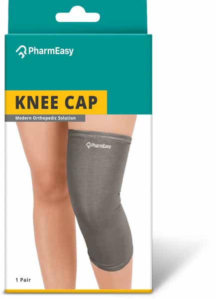Pharmeasy Knee Cap (Pair) - Protects Knee Joints - Reduces Risk Of Injuries - Grey - Large
