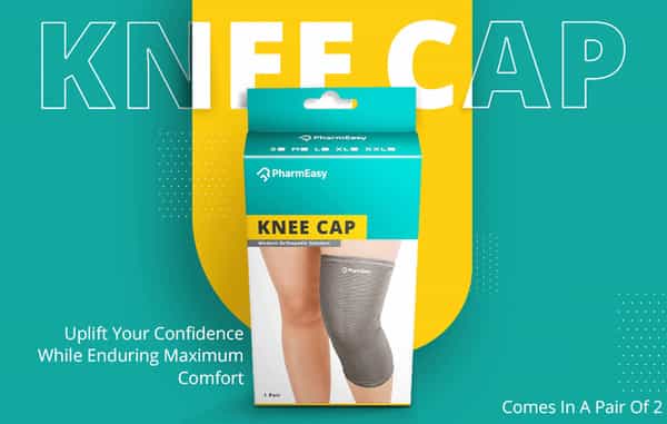 Pharmeasy Knee Cap (Pair) - Protects Knee Joints - Reduces Risk Of Injuries - Grey - Large