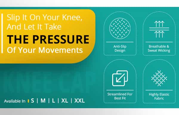 Pharmeasy Knee Cap (Pair) - Protects Knee Joints - Reduces Risk Of Injuries - Grey - Large