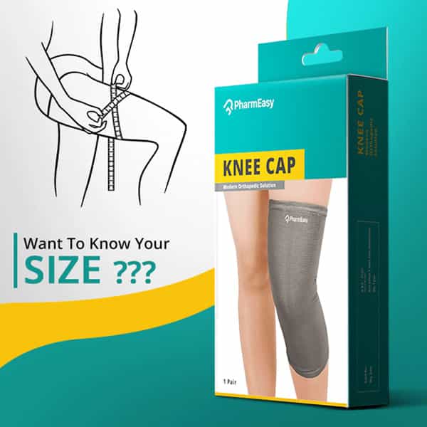 Pharmeasy Knee Cap (Pair) - Protects Knee Joints - Reduces Risk Of Injuries - Grey - Large