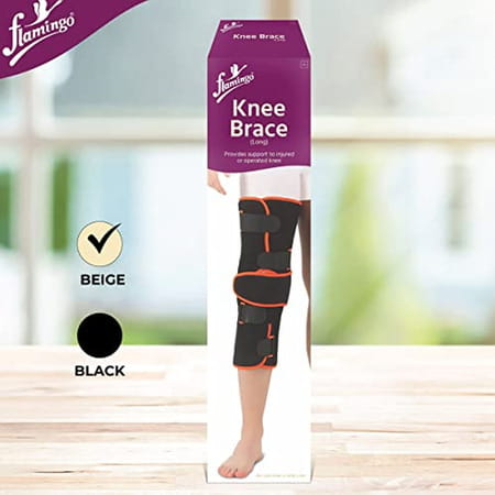 Flamingo Knee Immobilizer Brace-Long For Knee Pain | Color-Beige | Size-M