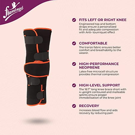 Flamingo Knee Immobilizer Brace-Long For Knee Pain | Color-Beige | Size-M