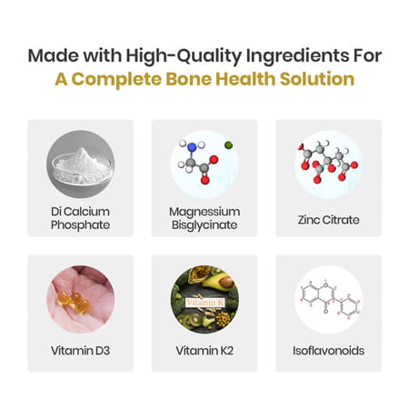 Nutrazen Bone Essentials Calcium | Vitamin D & K2 | Phosphorus | Magnesium | Zinc | 30 Tablets