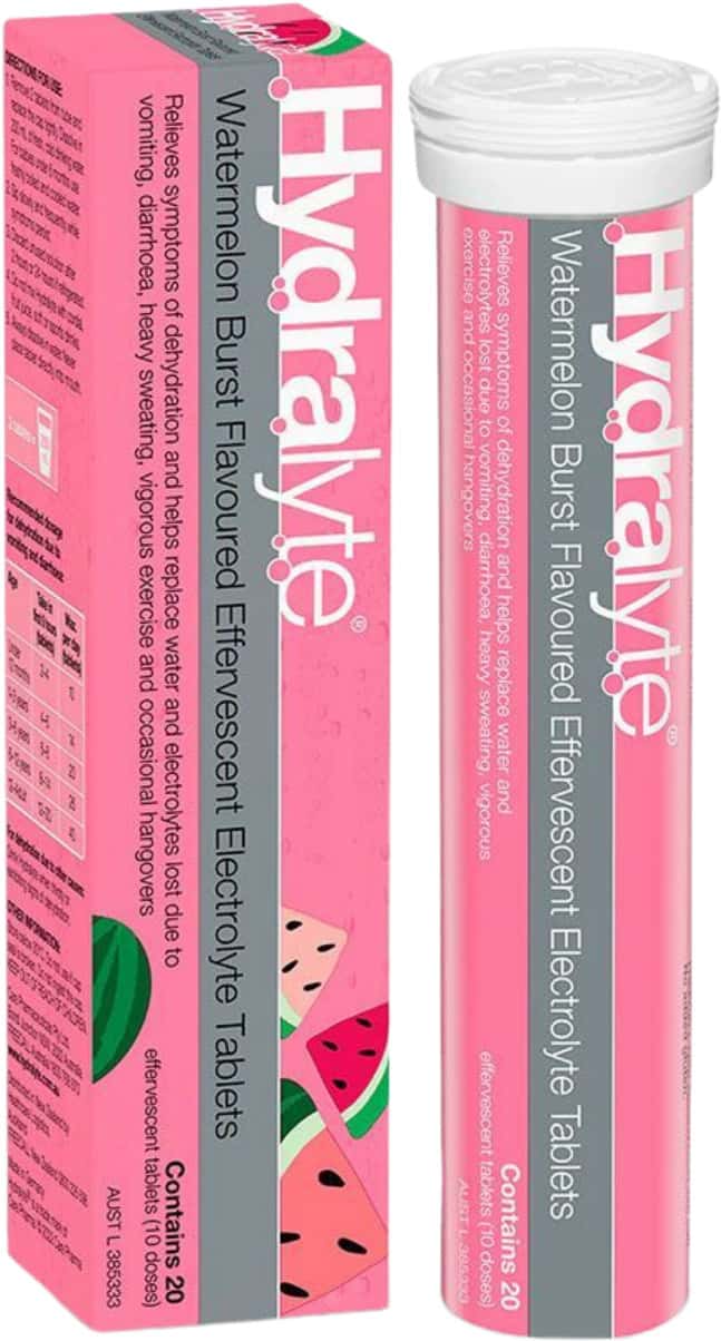Hydralyte Effervescent Electrolyte Tablets | Adults | Watermelon | 20 Tablets