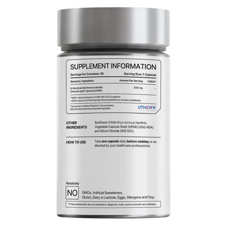 Decode Age Liposomal Nmn Supplement | 99.9% Pure Beta Nmn | Nad+ Booster | 500Mg | 30 Capsules | Veg