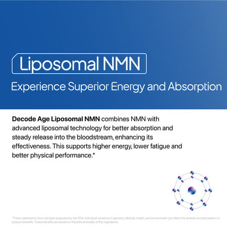 Decode Age Liposomal Nmn Supplement | 99.9% Pure Beta Nmn | Nad+ Booster | 500Mg | 30 Capsules | Veg