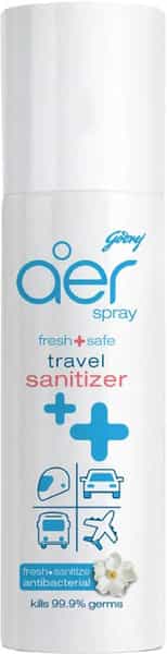 Godrej Aer Travel Sanitizer Aqua Anti - Bacterial 99.9% Germ Protection - 85Ml