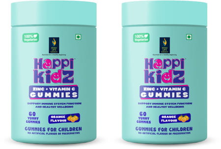 Happi Kidz - Zinc + Vitamin C Gummies For Immune Support | Orange Flavor - 60n (Pack Of 2)
