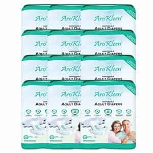 Arokleen Adult Diaper Tape Style Large (waist Size: 102 Cm-150 Cm) 10 Pcs Per Packet Pack Of 12