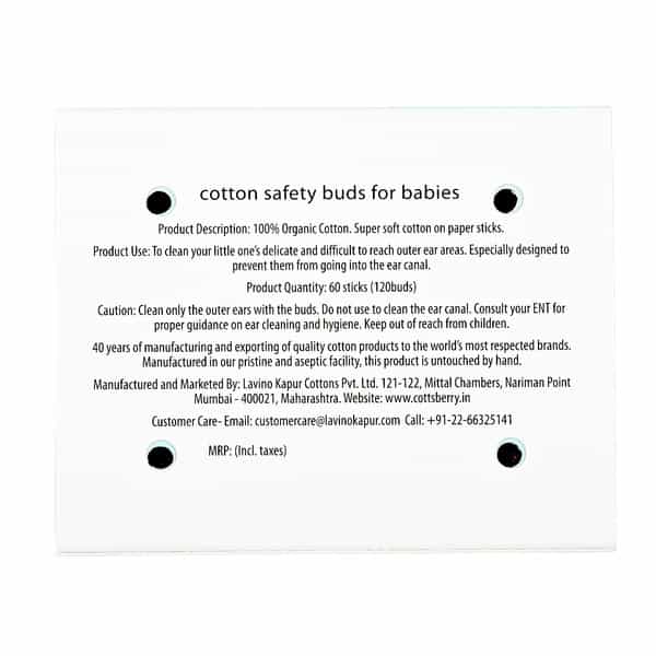 Cottsberry Safety Baby Cotton Ear Buds 60 No's