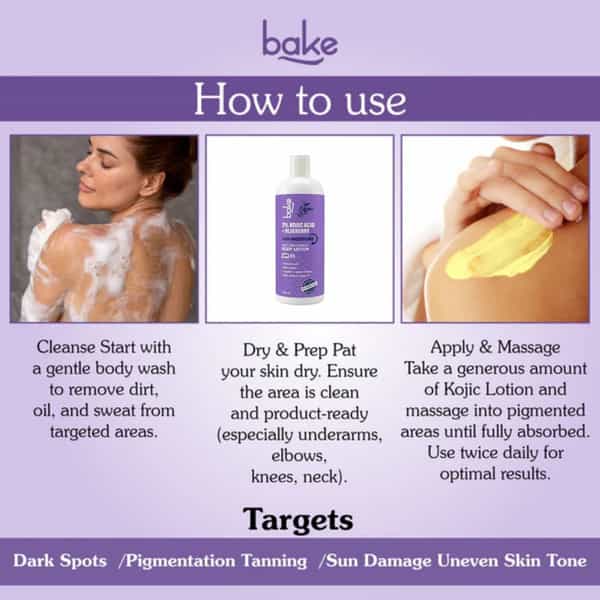 Bake 2% Kojic Acid + Blueberry Body Lotion Spf 30 | Dark Spots & Uneven Skin | 400Ml