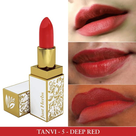 Just Herbs Ayurvedic Lipstick-05 Deep Red (Half - Size)